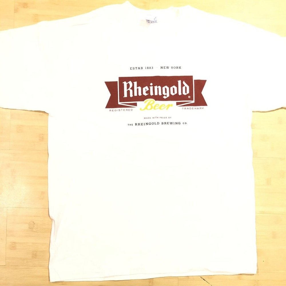 NEW! Retro Vintage Rheingold Beer Classic NY White Cotton T-Shirt Men’s Large